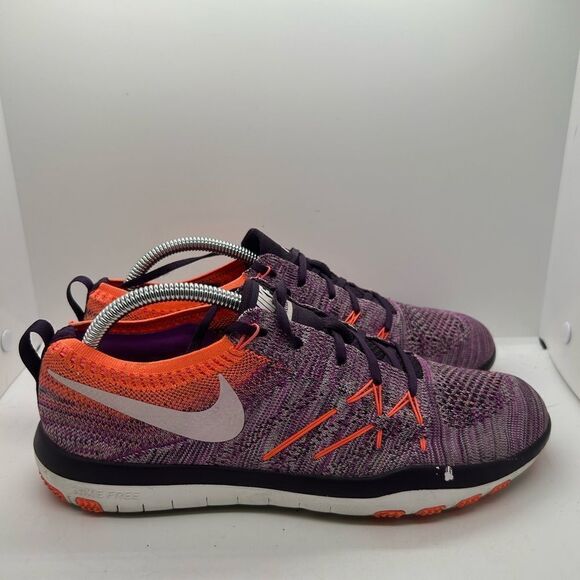9.5 Nike Focus Flyknit 844817-501 purple/ orange Running Shoes Sneakers - Picture 2 of 7